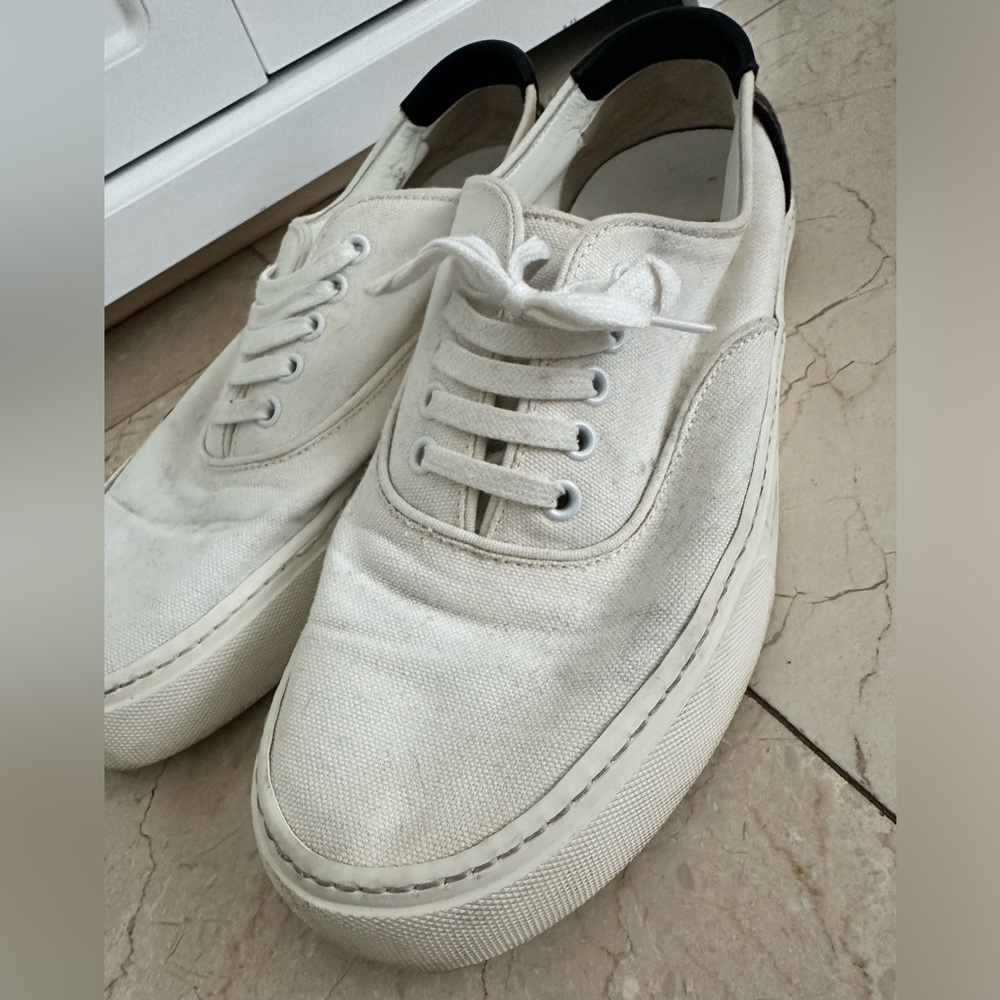 SAINT LAURENT MENS LOWTOP KEDS WITH LEOPARD BACK- SIZE 42- SLIGHT SIGNS OF WEAR - Picture 3 of 5